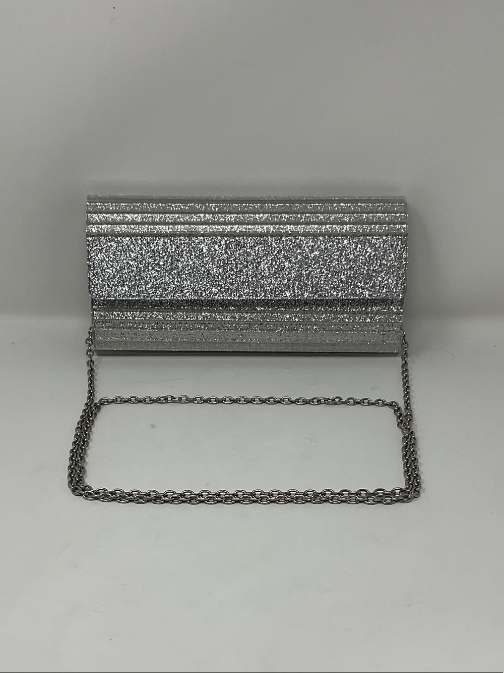 INC International Concepts Silver Glitter Chain Clutch